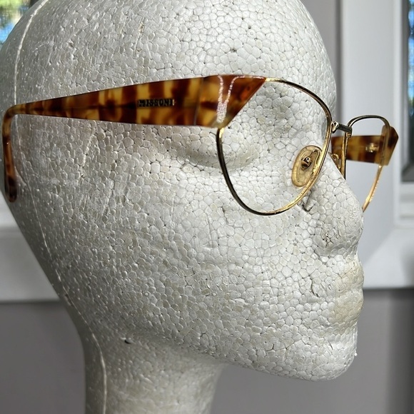 Missoni 90’s Vintage Tortoise Shell Gold Eyeglasses M165 358 Made in Italy - Picture 1 of 11
